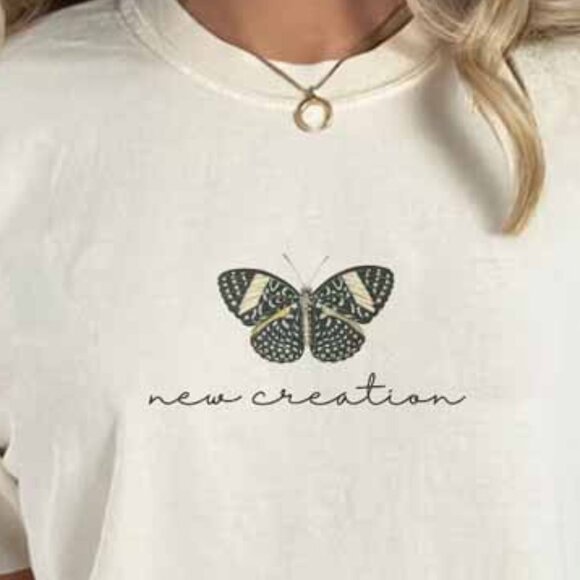 New Creation Butterfly Tee Shirt, Butterfly Lover Tee, Nature Lover Gift Shirt - Picture 2 of 4